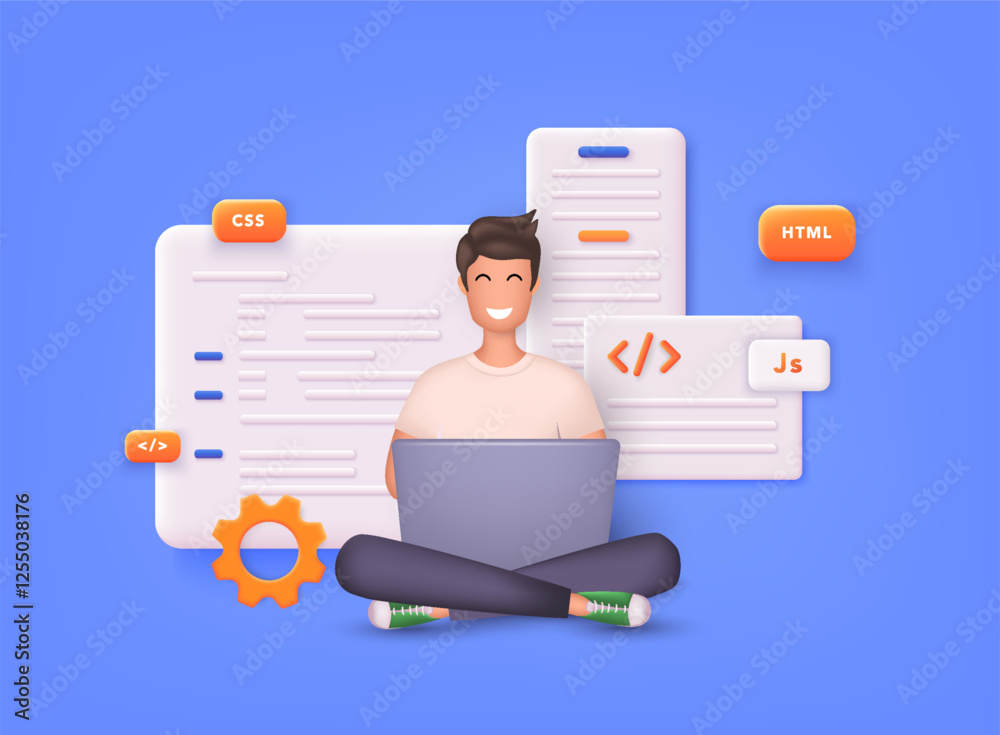 Poster website programming and coding. web development and coding. influencer marketing, social media or ne