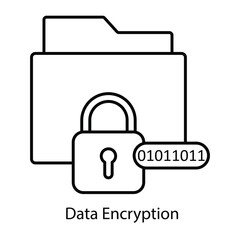 Data Encryption Icon – Lock with Binary Code to Symbolize Secure Data Transmission and Protection.
