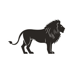 A silhouette lion standing on a isolated background