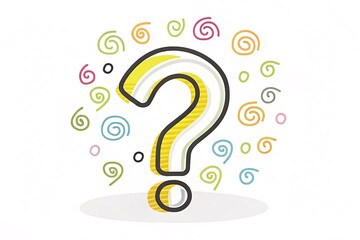 Exploring the essence of curiosity a whimsical question mark design in a colorful creative environment captured in a vibrant graphic style