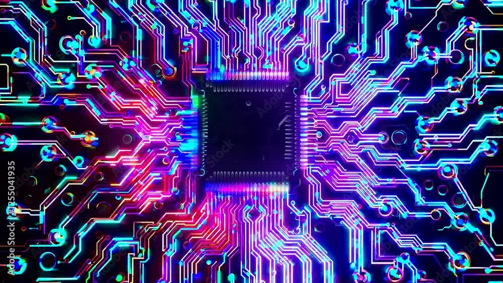 Poster Glowing neural connections transmitting signals, creating a futuristic and microscopic sci-fi atmosphere