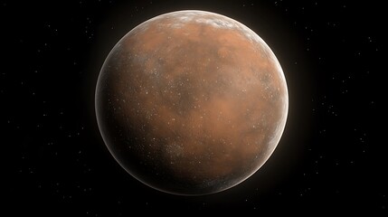 Planetary Object Red Planet Digital Render in Space Exploration and Astronomical Discovery Study