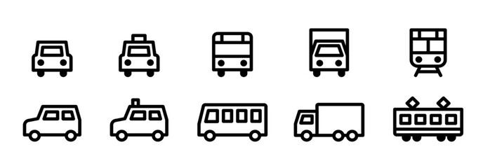 車・バス・電車の乗り物・交通手段のアイコンセット1