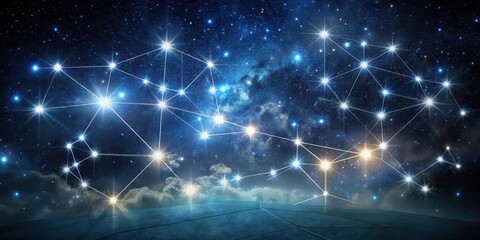 Fototapeta premium Celestial Network A Vision of Interconnectedness Across the Cosmos on a Dark Horizon