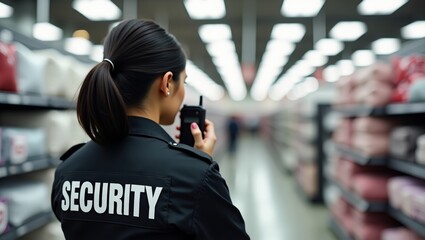Fototapeta premium Female security officer in retail store