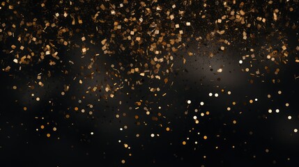 scene gold confetti on black background