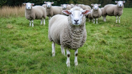 Excellent Flock of Sheep Grazing