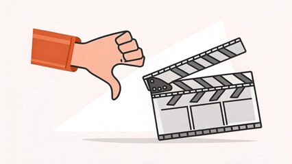Negative movie review film industry graphic illustration digital environment close-up view critique concept for online audience engagement
