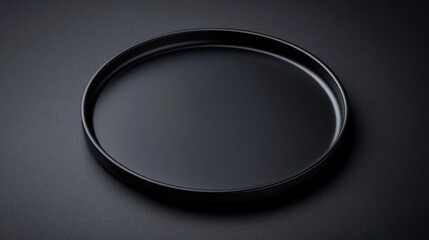 Empty Black Round Plate On Dark Surface