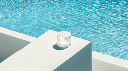 Minimalist skincare concept pool