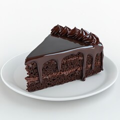 Chocolate cake slice, dessert, studio shot, white background, food photography