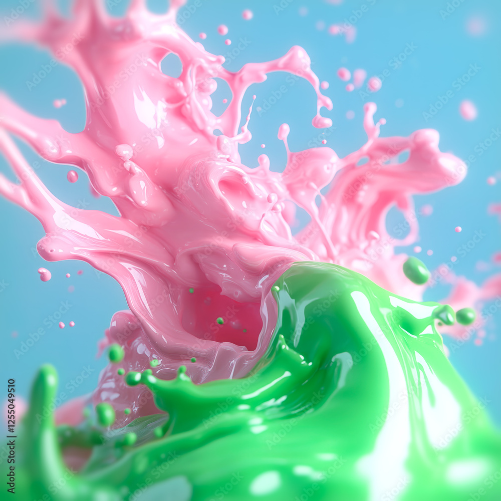 Aufkleber bright abstraction with lustrous streams of pink and green that converge in the center, surrounded b