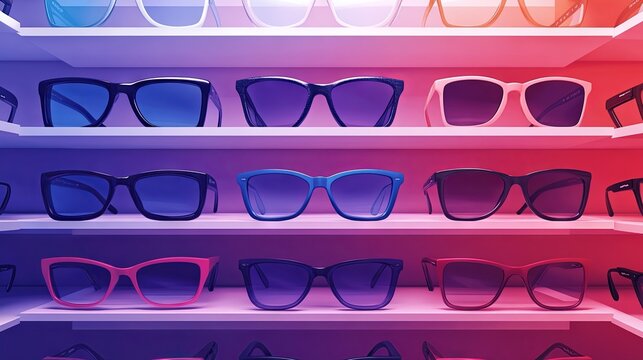 A customer trying on eyeglasses in an optical store, selecting the perfect pair