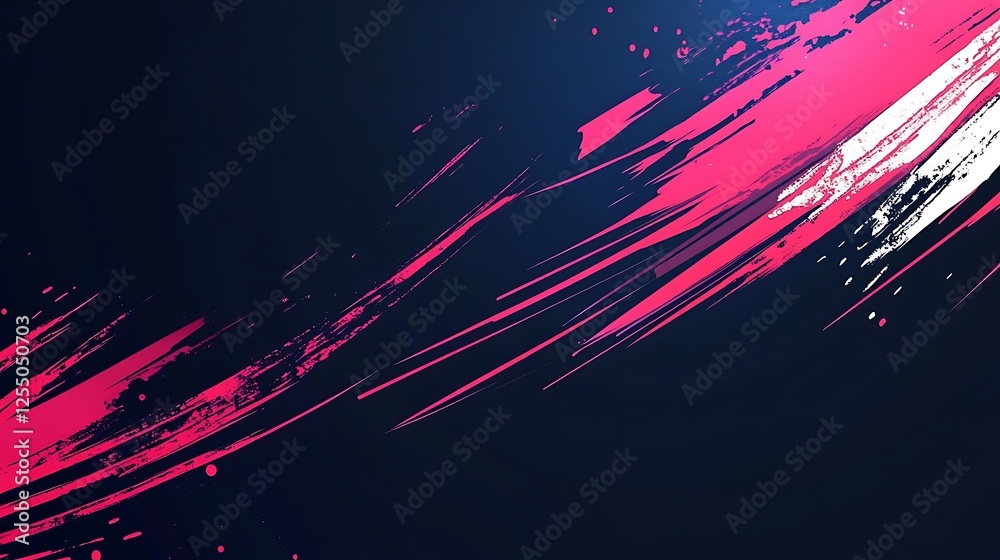 Poster abstract pink and white brush strokes on dark background; design element