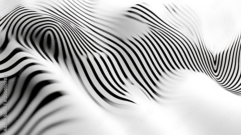 Aufkleber Abstract black and white wavy lines background. Possible use for graphic design or website background