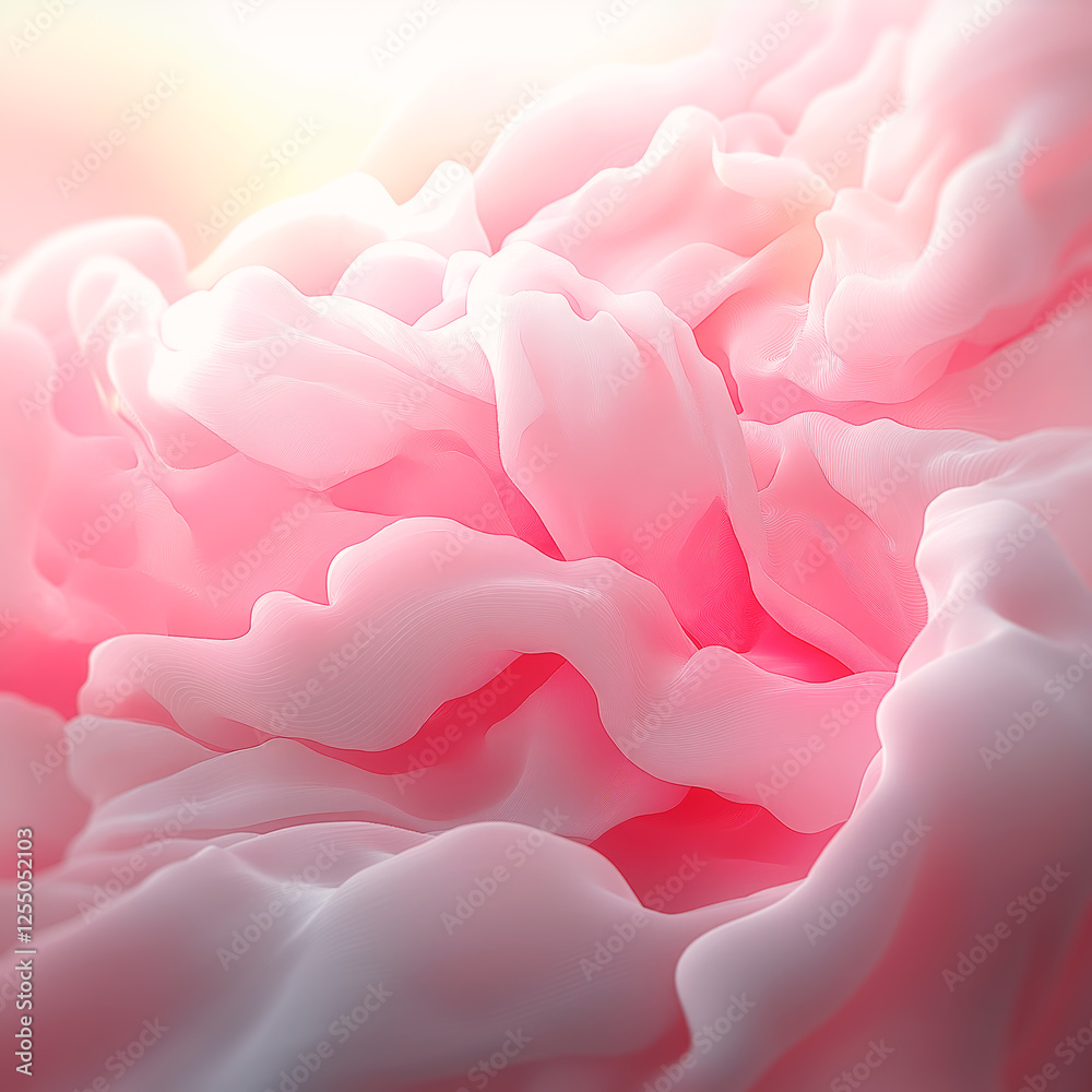 Fototapete a graceful composition of flowing fabrics in shades of pink and white. light highlights soft gradien