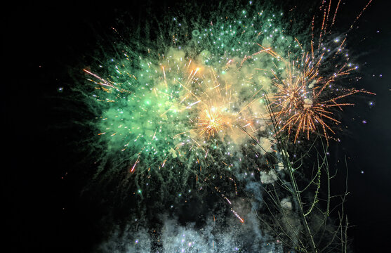 fireworks in the night sky