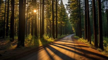 Fototapeta premium shadows road trees