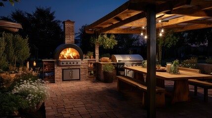 Obraz premium fired outdoor kitchen