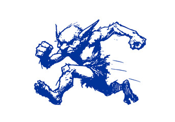 Obraz premium Goblin hand drawn sketch vector