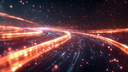 Fototapeta premium Abstract Glowing Trails Of Light In Dark Space