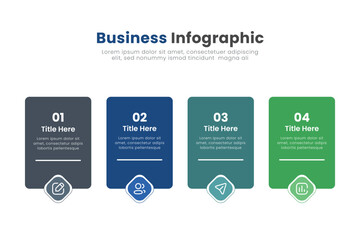 Modern business infographic design template with icons and 4 options. Can be used for process diagram, presentations, workflow layout, banner, flow chart.