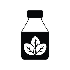herbal glyph outline icon with white background vector stock illustration