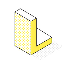 アイソメトリック_立体的でシンプルなアルファベットL