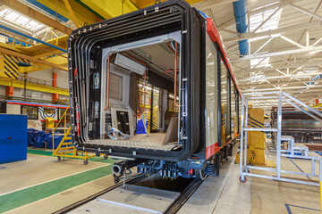 Workshop of the plant for the production of rolling stock for the metro.