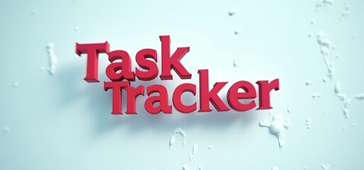 task tracker text - in bold red letters against a light background.