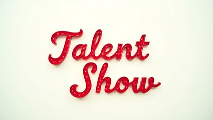 Exciting talent show announcement in bold red letters on a light backdrop