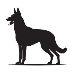 Well-structured Belgian Malinois silhouette perfect for versatile uses - Belgian Malinois illustration - minimal Belgian Malinois vector - dog silhouette
