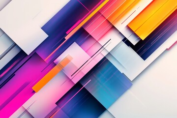 Obraz premium Vibrant abstract geometric background with dynamic lines and layered colors for modern design