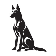 Belgian Malinois silhouette with well-balanced composition - Belgian Malinois illustration - minimal Belgian Malinois vector - dog silhouette
