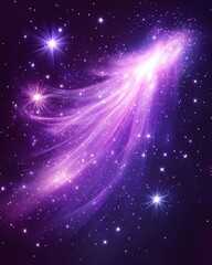 Obraz premium Ethereal Violet Light Streak Across a Starry Sky Creating a Dreamy Celestial Atmosphere