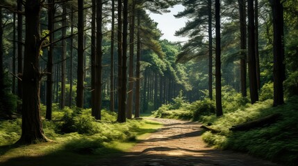 Obraz premium path pine tree forest