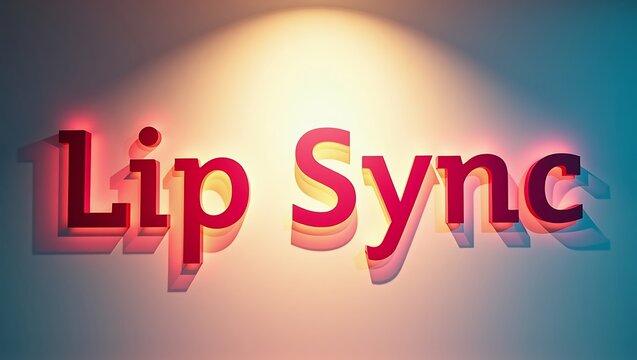 Lip sync sign with colorful shadows on a wall, perfect for performance settings