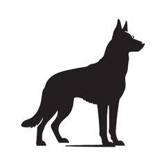 Sleek Belgian Malinois silhouette capturing motion and power - Belgian Malinois illustration - minimal Belgian Malinois vector - dog silhouette
