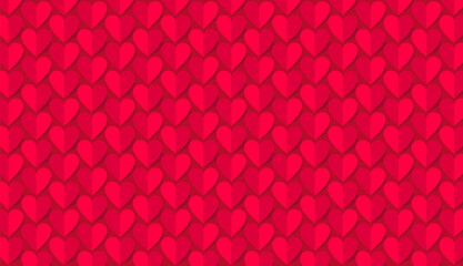 Red heart pattern background. Romantic Texture for Valentine's Day, love-themed designs, or romantic projects.