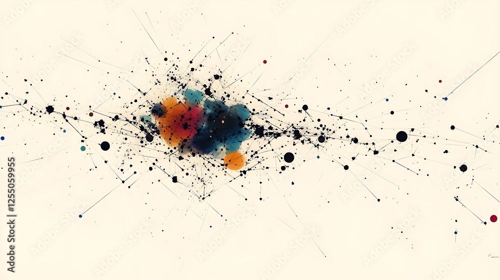 Aufkleber Abstract network of colorful dots and lines