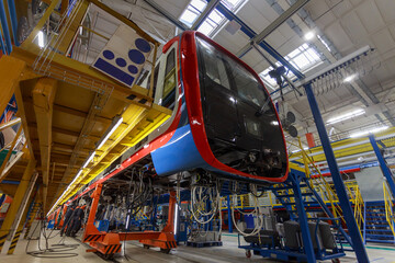 Close-up view of a metro rolling stock.