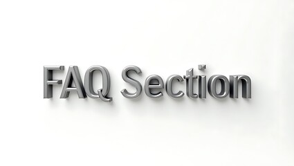 Clear and simple FAQ section in 3D style with metallic finish