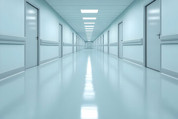 Long Hospital Corridor 3D Render