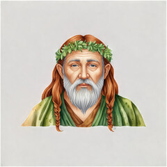 Fototapeta premium Magical Druid Clipart - Watercolor Illustration | Mystical Artistic Graphic Design
