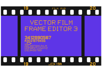 Vector illustration of photographic analog film border with editable fonts