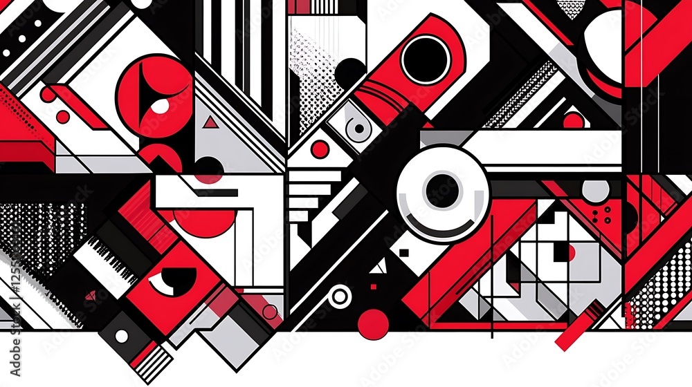 Aufkleber Abstract red and white geometric design. Background texture for website