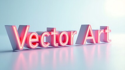 Creative display of vector art with illuminated text on a smooth surface