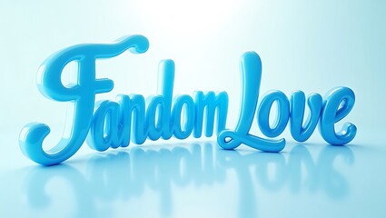 Fototapeta premium Fandom love in bold blue letters on a reflective background