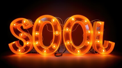 sign orange neon font