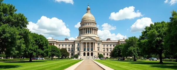 Fototapeta premium Texas capitol building, ornate dome & grounds, monument, structure
